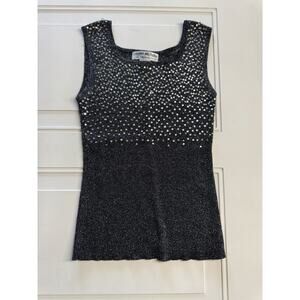 Lauren Michelle Vintage Metallic Sweater Tank Top Shimmer Sequins Y2K Size S